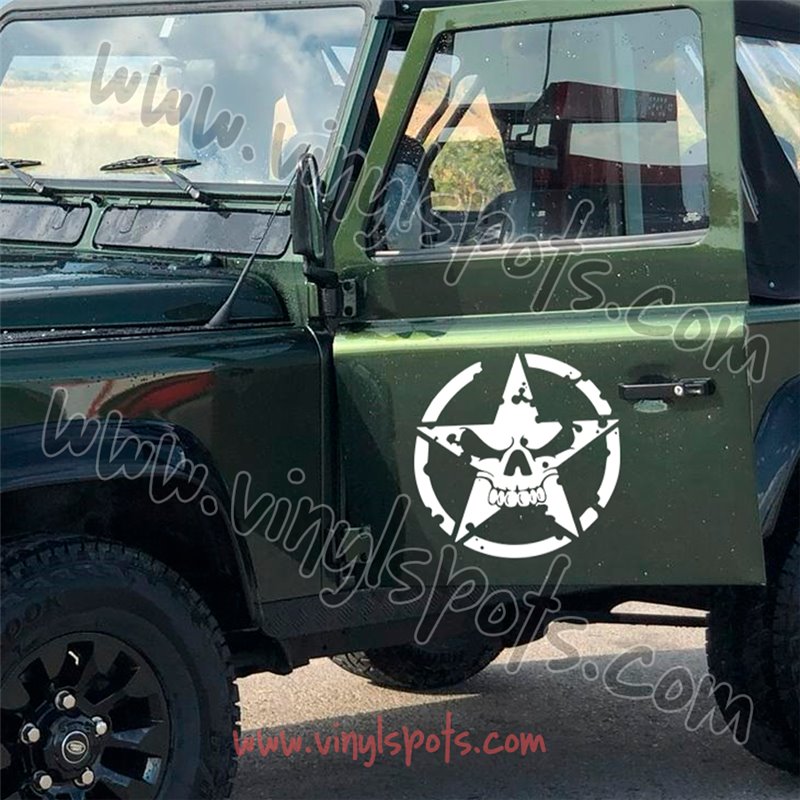 Dos vinilos laterlas Estrella Calavera Militar